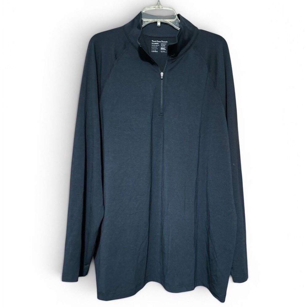 Fresh Clean Threads Mens XL Quarter Zip Performance Pullover Navy Stretch New
